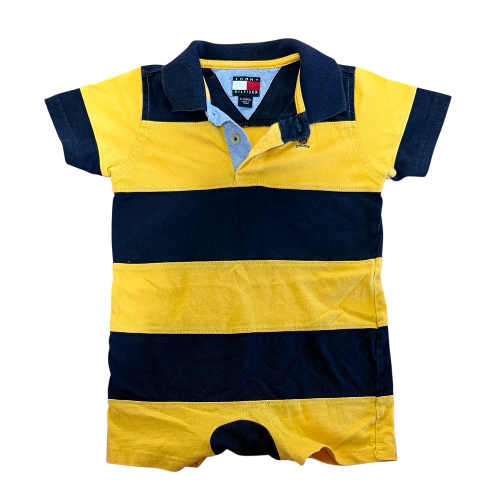 Tommy Hilfiger Yellow and Black Striped Kids One Piece/romper